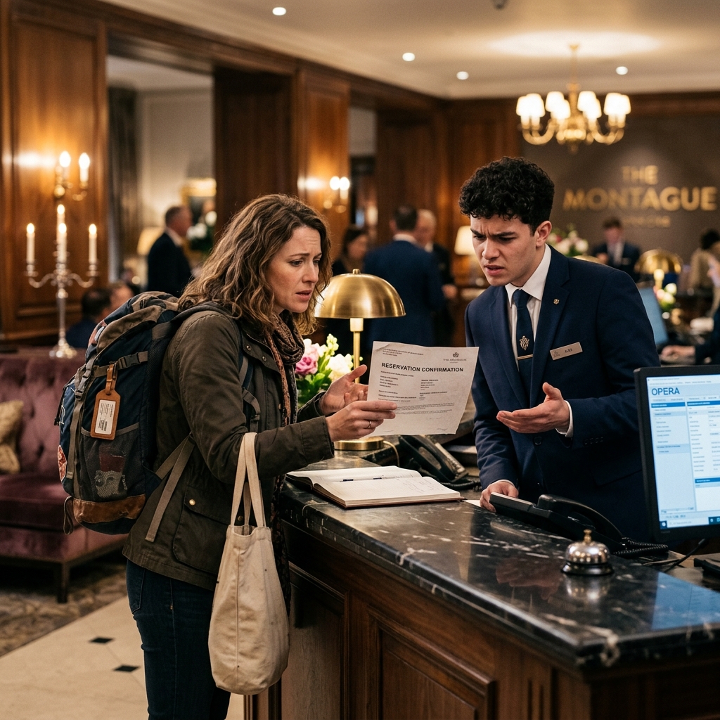 Guest dispute at front desk reception